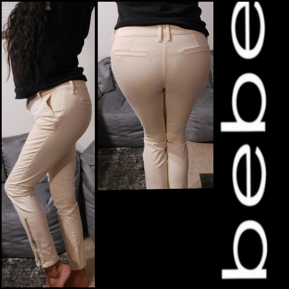 NWT Bebe Cream Skinny Cargo Pants Size 29